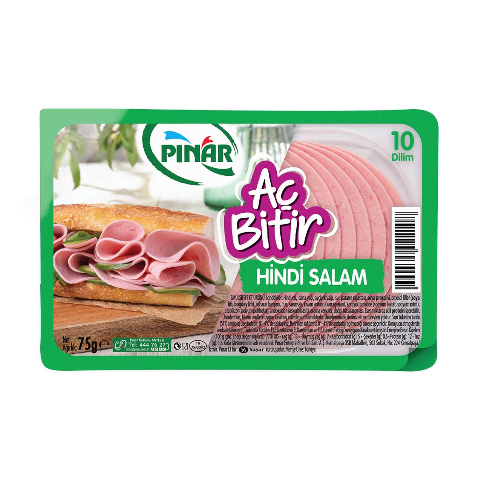Pınar Aç Bitir Hindi Salam Taze Dilimlenmiş